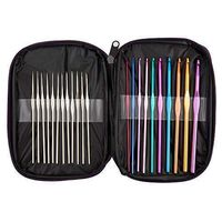 BetyBedy 22pcs Mixed Aluminum Handle Crochet Hooks, Ergonomic Knitting Needles, Weave Yarn Set, 0.6~6.5mm