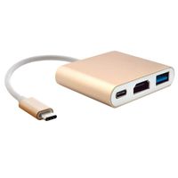 Computer Accessories & Peripherals 3 in 1 USB Type C to HDMI Adapter Cable, for MacBook 12 inch 2015 Version, Google Chromebook Pixel 2015 Version, Nokia N1 Tablet PC(Gold) (Color : Gold)