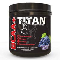 TITAN BCAA+: Branched Chain Amino Acids enhanced with glutamine- Aids in Muscle Recovery, Increase Muscle Protein Synthesis, and Improve Lean Body Mass-Perfect 2:1:1 BCAA ratio- 50 ser (Smashed Grape)
