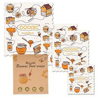 Beeswax Food Wraps, Adoric Reusable Bee's Wrap Assorted 4 Pack Organic Sandwich & Cheese Food Wrapping Paper, Eco Friendly and Plastic Free Alternative for Food Storage - 1 Small, 2 Medium, 1 Large