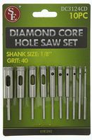 SE Diamond Core Hole Saw Set, Grit 40, 1/8" (10 PC.) - DC3124CD