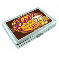 Metal Silver Cigarette Case Vintage Poster D-243 Beer Now Cheaper Than Gas