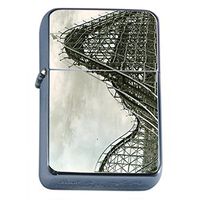 Perfection In Style Silver Flip Top Oil Lighter Vintage Roller Coasters Design 006