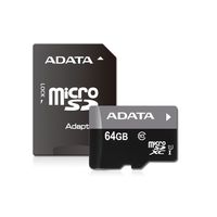ADATA Premier 64GB microSDHC/SDXC UHS-I U1 Class 10 Memory Card with Adapter (AUSDX64GUICL10-RA1)