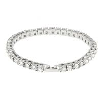 Hemlock Hip Hop Bracelet, Women Men Rhinestone Bracelet Chain Bling Crystal Bracelet (Silver)