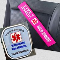 Type 1 Diabetic Medical Alert Belt Cover and Window Decal Set Bright Pink