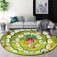 RUGSMAT Board Game Warm Soft Cotton Luxury Plush Baby Rugs,Rustic Farm Landscape Foam Mat Bedroom Decor Round-55