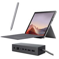 Microsoft Surface Pro 7 2 in 1 Touchscreen PC Tablet 12.3" 2736x1824, 10th Gen i5, 8GB RAM, 128GB SSD, 4 Core up to 3.70 GHz, USB-C, Backlit, Webcam, Win 10 w/Platinum Type Cover, Pen and Dock