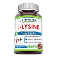 Pure Naturals L-Lysine 1000 Mg 180 Tablets, Supports Calcium Absorption* Supports Healthy Connective Tissue* Supports Healthy Immune System*
