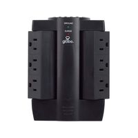 Globe Electric 6-Outlet Swivel Space Saving Surge Protector Wall Tap 2-Pack, 1200 Joules, Black Finish 78340