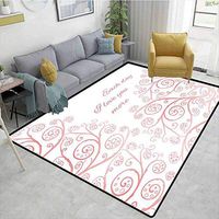 I Love You More geometric Area Rug Dorm, Doodle Style Abstract Floral Tree Branches with Swirls Valentines Love, Durable Carpet Area rug - Living Dinning Room Bedroom Rugs and Carpets(6'x 9')