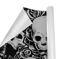 Gift Wrapping Paper Roll Black and White Skull for Birthday,Holiday,Wedding,Baby Shower Gift Wrap - 3Rolls - 58inch x 23inch Per Roll