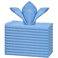 GLAMBURG Cotton Dinner Napkins Set of 12, Cloth Dinner Napkins 18x18, Soft and Comfortable Cocktail Napkins, Wedding Dinner Napkins with Mitered Corners and Hemstitched - Sky Blue