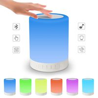 Alenbrathy Bedside Lamp with Wireless Bluetooth Speakers Touch Dimmable Table Lamp Night Light with TF Card, AUX Supported, Hands-Free Speakerphone, Metal Handle for Children Bedroom, Party, Camping