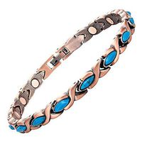 ProExl Copper Womens Magnetic Bracelet Turquoise Stones Varese 7.5" Gift Box