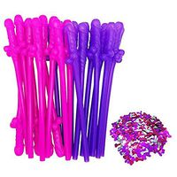 Ucity 24 Pack Bachelorette Party Drinking Straws for Girls Night Out Hen Party Supplies with 1 Pack Confetti (Rose&Purple)