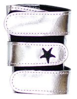 Metallic Power Up Gymnastics Wrist Supports - Shimmer Leather, Silver, S