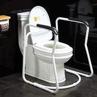 Bathroom Toilet Safety Rail Assist Frame with Anti-Slip PU Grab Bar Handle Handrail, for Elderly Senior Handicap Disabled Toilet Seat