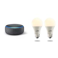 Echo Dot (3rd Generation) - Charcoal with 2 Bulbrite Solana SMART LED Wifi Light Bulbs