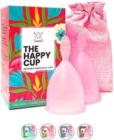 Happy Cup Menstrual Cups Hawwwy Tampon & Pad Alternative Small and Large Regular and Heavy Flow Good-Grip Pull Design Eco Friendly Reusable FBA Registered Feminine Period Cup Beginner and Experienced
