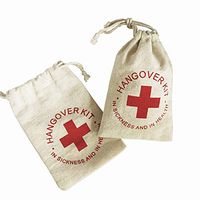 OZXCHIXU 20pcs Hangover Kit Bags 4x6 inch Red Cross Bags, Cotton Survival Kit Bag , Wedding Party Favor Bags, Survival Kit Bags and Drawstring Bag