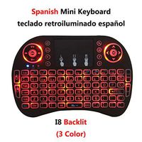 Calvas Backlit i8 Mini Wireless Keyboard 2.4G English Russian French Spanish Air Mouse with Touchpad Remote Control for Android TV Box - (Color: Spanish backlit)