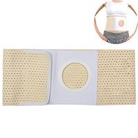 Ibnotuiy Cotton Soft Ostomy Hernia Belt Waist Support Belt Abdominal Binder Brace with Stoma Opening 2.76 inch Hole (Yellow, XL)