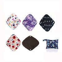 Reusable Waterproof Bamboo Charcoal Menstrual Pads Sets-Panty Liner Regular Flow Heavy Flow (HEI, s)