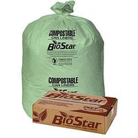Pitt Plastics BioStar Compostable Liners, 1-mil, 33" x 39", Green, Box of 100