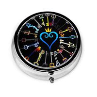 Hearts Custom Round Silver Pill Box Pocket 2.1 Inches Medicine Tablet Holder Organizer Case for Purse