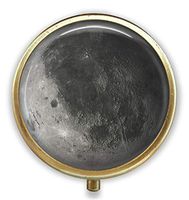 Moon Custom Round Bronze Pill Box Pocket 2.1 inches - 3 Compartments Pill Box/Pill Case Pocket