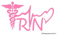 UR Impressions Pnk Registered Nurse - RN Caduceus Lifeline Heart Decal Vinyl Sticker Graphics Car Truck SUV Van Wall Window Laptop|Pink|7.5 X 4.1 Inch|URI481
