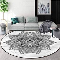 RUGSMAT Lotus Super Soft Circle Rugs for Girls,Bohemian Magic Zen Symbol Non-Slip No-Shedding Bedroom Soft Floor Mat Diameter-39