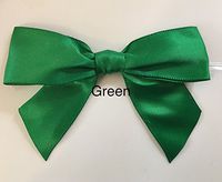 Pre-tied GREEN satin Gift bows 3 1/2" with clear twist tie (pack of 50)