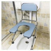 XWZJY Folding Obesity Bedside Commode Chair Portable Toilet Seat Shower Bench with Non-Slip Leg Pad Backrest for Adults, Handicap,Pregnant