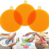 Multipurpose Silicone Dish Sponge | Washing Fruit Vegetables| Clean the head | Silicone Cup Mats |Kitchen Cleaning Scrubber | silicone dish scrubber-3 Pack