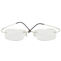 Titanium Reading Glasses Rimless Frame Prescription Hingeless Eyeglasses for Man Woman (Gold, 2.5)
