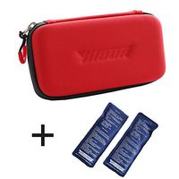 Insulin Travel Cooler Bag, Diabetic Medication Insulated Case, Cooling Wallet Organizer for Diabetics Medication Keep Cool with 2 Ice Packs, Waterproof EVA Material (Red)- Happy Hours