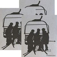 Chairlift Set of 3 Each on Gray Swedish Dishcloths | ECO Friendly Absorbent Cleaning Cloth | Reusable Cleaning Wipes