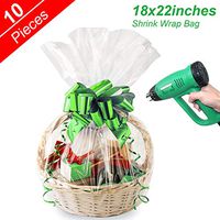 Shrink Wrap Bags for Gift Baskets,18x22 inches Clear PVC Heat Shrink Wrap for Packaging,Gift Wrapping 10 Pack