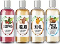 Healing Solutions Premium Therapeutic Grade Top Carrier Oil Set, Roseship/Emu/Argan/Almond Oil, 4 Count