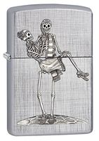 Zippo Custom Lighter: Day of the Dead Skeleton Couple - Linen Weave 78561