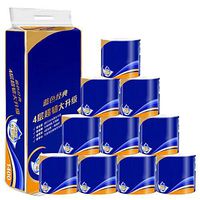 10 Rolls Soft Toilet Paper Bulk Roll 4-Ply Bath Tissue Skin-Friendly White Natural Wood Pulp Paper Towels for Home Hotel Public