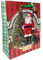 Punch Studio Large Vertical Gold Foil 3-D Embellished Gift Bag w/Gift Tag ~ Santa's Checklist 64721