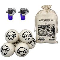 Wool Dryer Balls with Free Oil Clips, Reusable Natural Fabric Softener and Deodorizer, 6-Pack Sheep Dryer Balls, 2-Pack Oil Clips