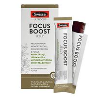 Swisse Ultiboost Focus Boost Jelly Sticks, Blueberry Cherry | Supports Brain Function, Memory Recall, & Concentration | Cera-Q, Yerba Mate, & Green Tea Antioxidants | Portable Jelly Sticks | 10 Count
