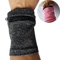 Wrist Brace, Multifunctional Wrist Band Zipper Ankle Wrap Sport Wrist Strap Wallet Storage (Gray)