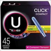 U by Kotex Click Compact Tampons, Multipack, Regular/Super Absorbency, Unscented, 45 Count (Packaging May Vary)