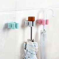 Mop Holder Wall Mounted Adhesive Broom Gripper No Drilling Clip Garage Storage Organizer Utility Racks for Bathroom Kitchen (A)
