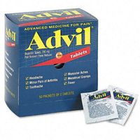 Advil Ibuprofen Individually Wrapped Medication, 50 Doses of Two Tablets, 200 mg (Pack of 2)